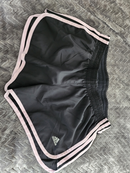 adidas Pants - adidas Black Running Shorts with Light Pink Logos